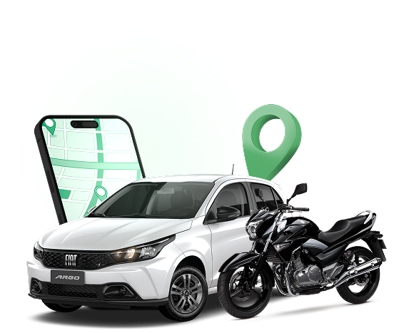 Carro e moto protegidos pelo Rastreamento Servnac