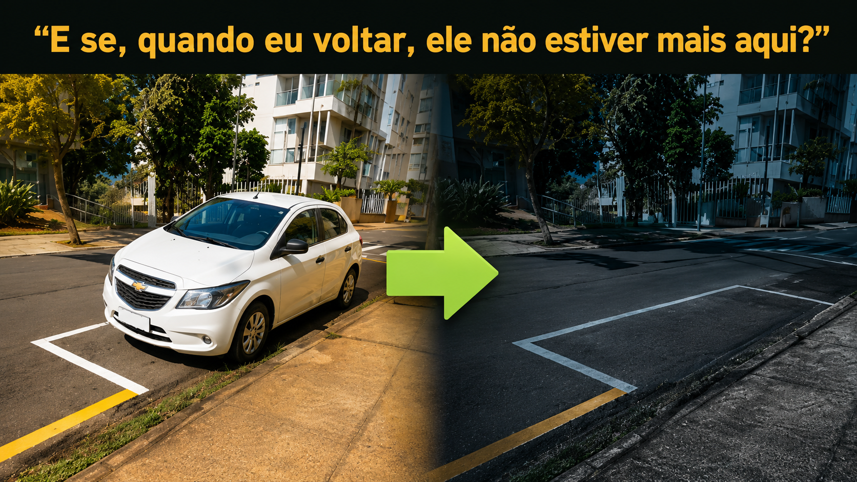 Veículo desaparecendo de uma vaga de estacionamento